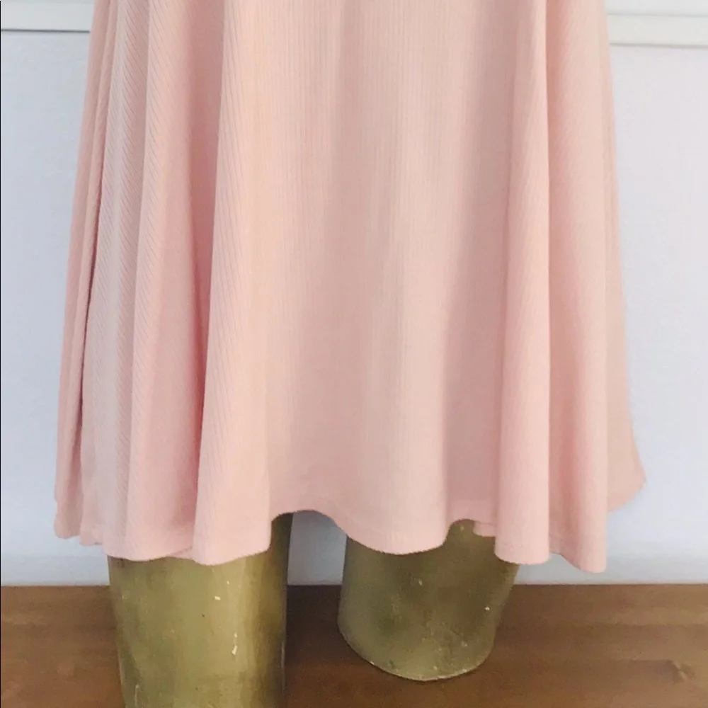 CHAMPAGNE Stretch Ribbed Knit SWING DRESS Medium - Picture 4 of 9